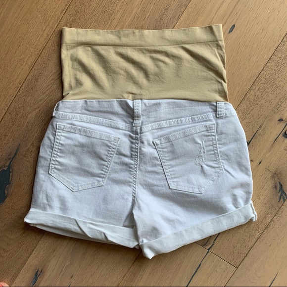 A:Glow white denim maternity shorts size 2 - Picture 2 of 4